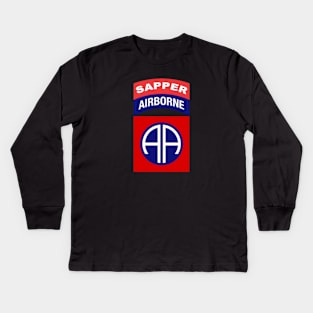 82nd Airborne Sapper Tab - Full Chest Kids Long Sleeve T-Shirt